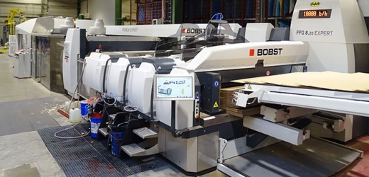 2015: Bobst Expert-Maschinenlinie mit zwei Druckwerken zur Herstellung von Wellpappen-Faltkisten 